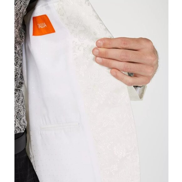 TALLIA Orange Men's Slim-Fit White Dragon Jacquard Dinner Jacket 42 R - Picture 4 of 16